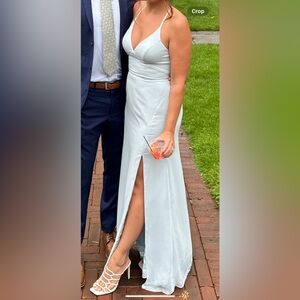 Azazie Mist Floor Length Dress - Open Back & Slit - Size 6